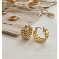 Brincos de jóias de ouro da moda Brincos geométricos de camada dupla de camada dupla joias de aço inoxidável curto